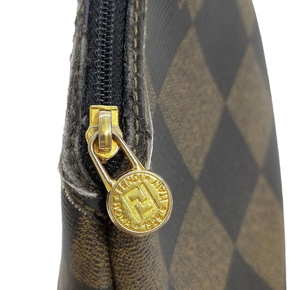 212101D Fendi Cosmetic Pouch Bag Brown PVC - Picture 8 of 10